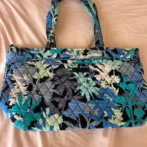 Vera Bradley Quilted Blue and Black Tote Bag/Purse with Sturdy Handles